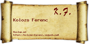Kolozs Ferenc névjegykártya